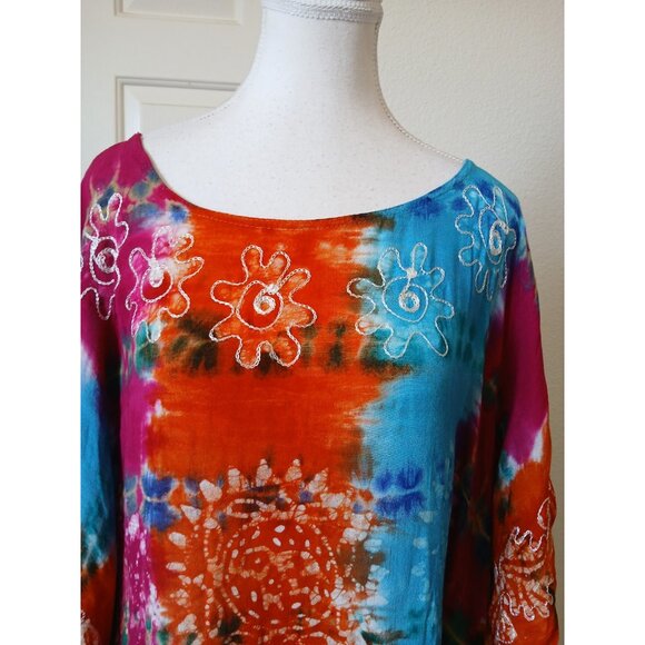India Boutique Women’s Coverup‎ Free Size Multicolor Embroidery Bohemian Beachy - Picture 8 of 15